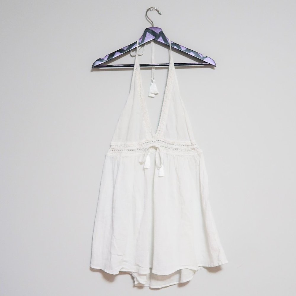 Victoria's Secret White Halter Tie Cover-up M